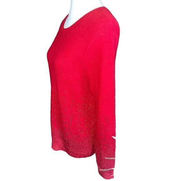H&M Red Crewneck Holiday Sparkle Sweater L-EUC - Picture 6 of 11